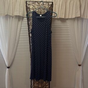 Old Navy Navy Blue Polka Dot Midi Dress